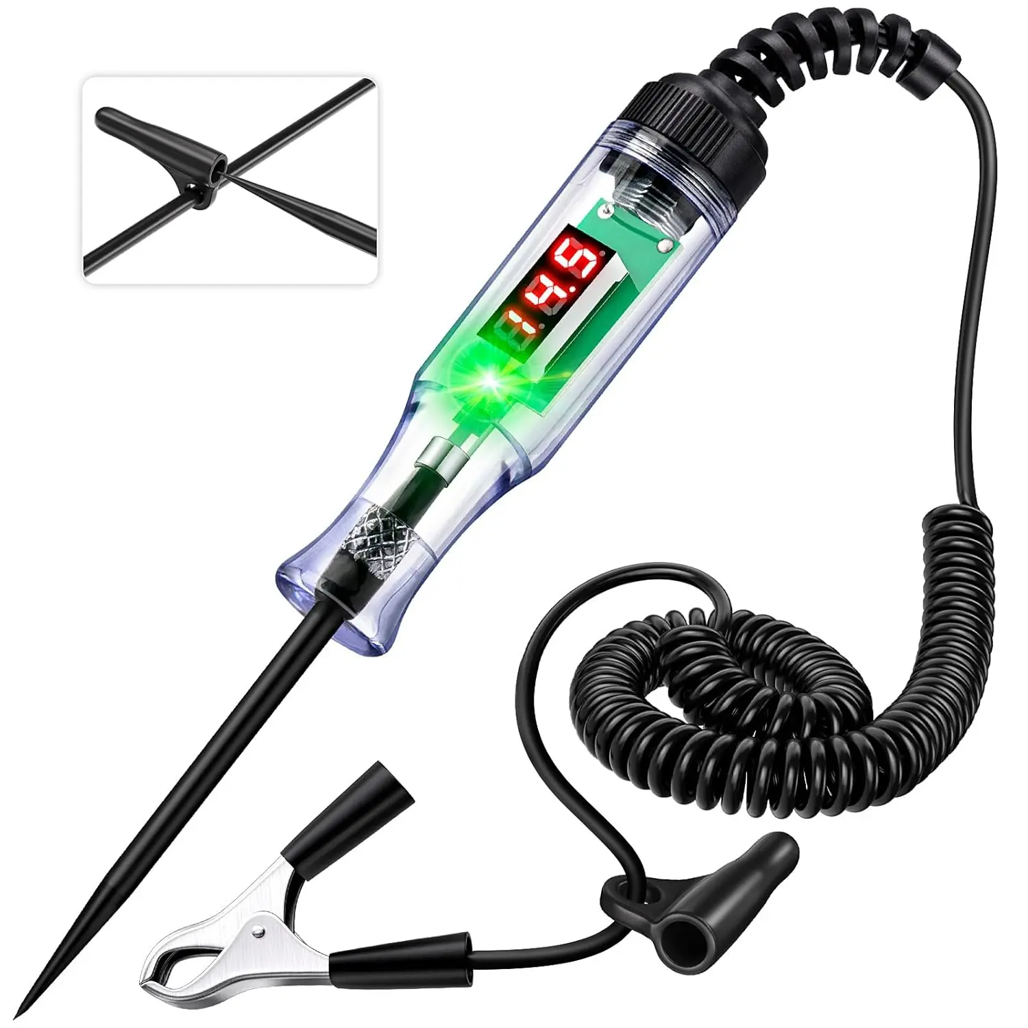 Fathers Day Gifts Automotive Test Light with 3-48V LED Digital Display, Circuit Tester Automotive with Voltmeter and Dual Color Polarity Indicator Light, Electrical Voltage Test Pen with Sharp Stainless Probe Fathersdaygift