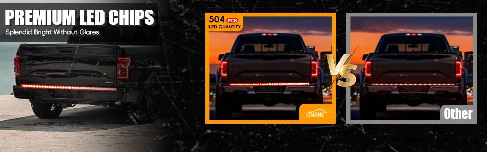 DIBMS Upgraded 60-Inch LED Tailgate Light Bar Strip with Fall Warning Signal, Arrow Turn Signals, IP67 Waterproof, Red & Amber Bright LEDs,Ambient Lighting  Lightbar