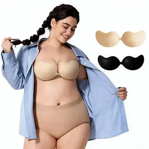 Esselegance Women's Sticky Adhesive Bra Push Up Strapless Backless Invisible Bra Reusable Waterproof Front Clasp for Wedding Dress