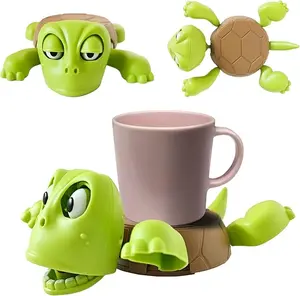 3D Printed Cute Turtle Design Cup Holder Coaster with Liftable Limbs & Expressions - Pink, Light Green, Gold - Home Office Decor, Unique Gift for Turtle Lovers (Sports & Outdoor Leisure Accessory)