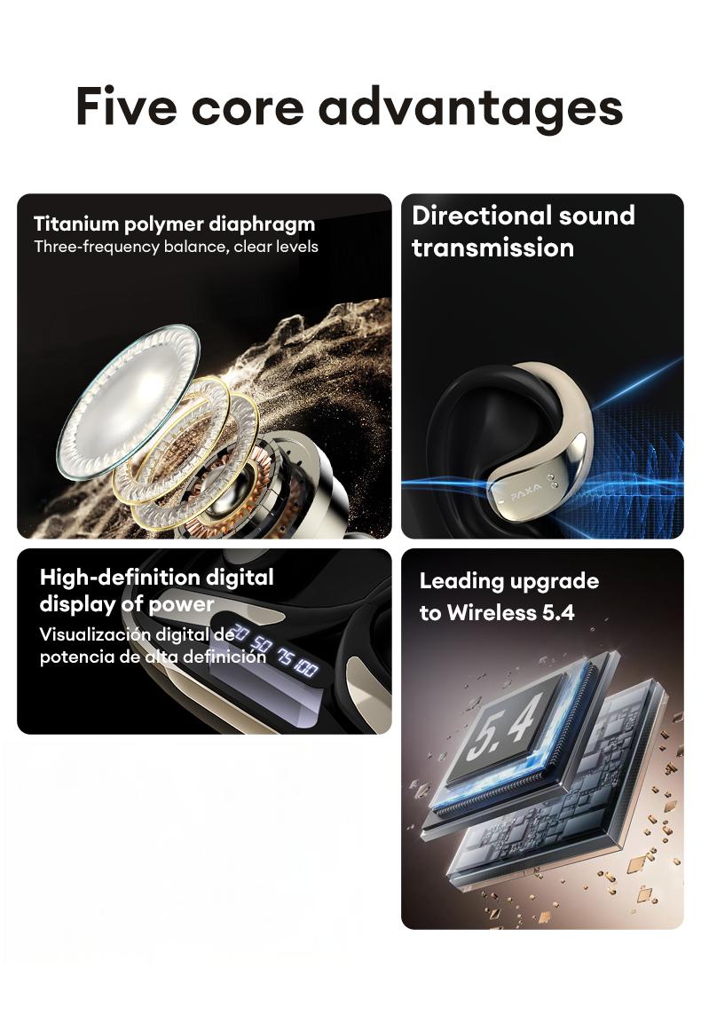 PAXA Vogbuds 5 Pro Bible Prayer OWS Smart Voice Assistant Headset, App-Based Prayer & Scripture Audio,Dynamic Stereo Sound Earbuds with ENC Call Noise Canceling Mic, Digital Battery Display