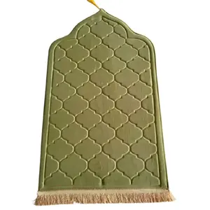 Prayer Rug Muslim Mat Islamic Padded Very Thick Prayer Rug Sajadah for Men Women with Islam Prayer Beads for Eid Travel Ramadan Soft and Luxury Large Soft Padded Design for Comfort