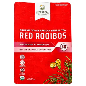 Cederberg Tea Co Organic South African Herbal Tea, Red Rooibos, Caffeine Free, 30 Tea Bags, 2.6 oz (75 g)