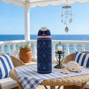 Cashew nut pattern Water bottle 32oz, 945ML, freesip,with straw,heatpreservation time more than 24 hours, cold and hot watercan be insulated, can make coffee, frozen drinks,,exquisite workmanship, suitable for camping, work,indoor and Outdoor use.