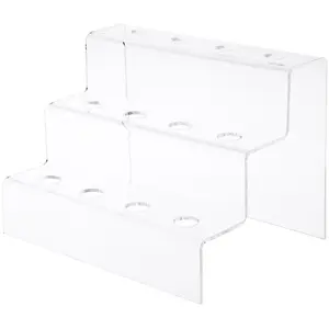 Plymor Clear Acrylic Wine Bottle Stopper Display Stairs, 6.25" H x 8.75" W x 6.5" D