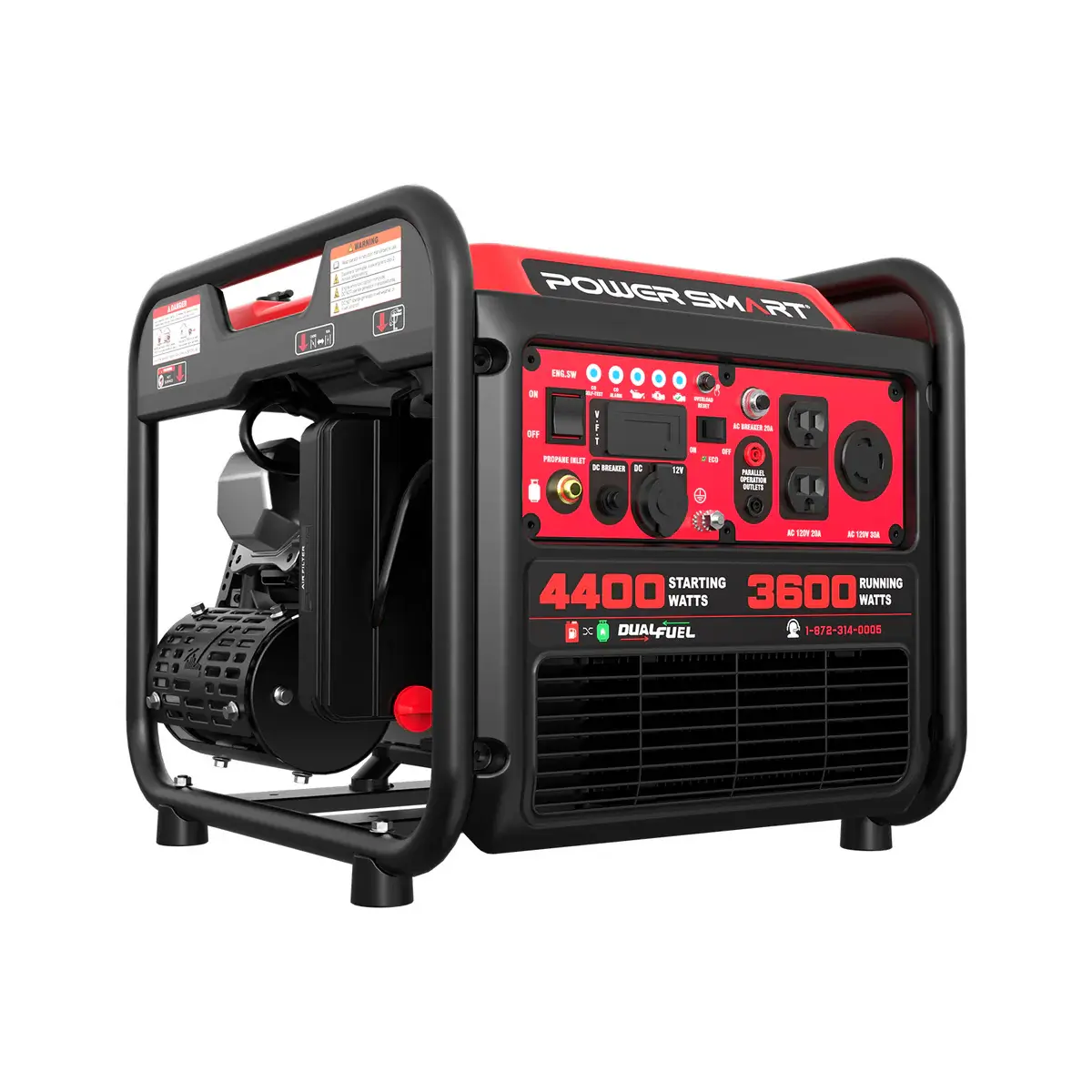PowerSmart 4400-Watt Dual Fuel Portable Inverter Generator,Gas Powered,CO-Sensor,Lightweight & Quiet for Home Use and Emergency Backup,Camping,EPA Compliant,MB5040DC, Quiet Generators, Gas Power Motors, Generators & Accessories