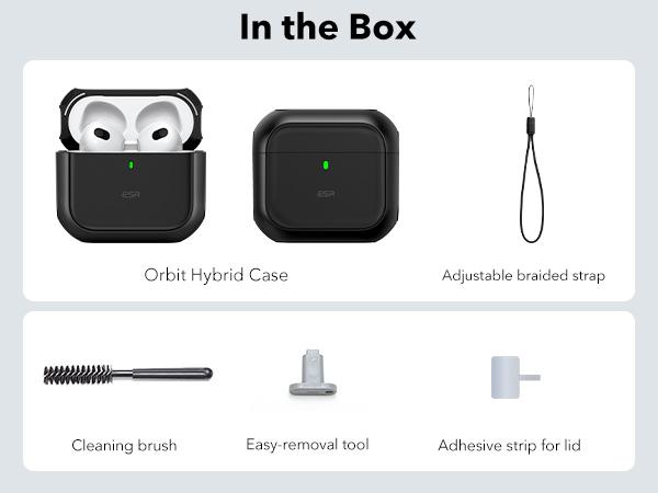 ESR for AirPods 4 Case, Airpods Pro Case 2nd/1st Gen (2023/2022/2019) Case (HaloLock), Compatible with MagSafe, Full Drop Protection Cover with Lanyard, Magnetic Lid Lock, Orbit Hybrid Series