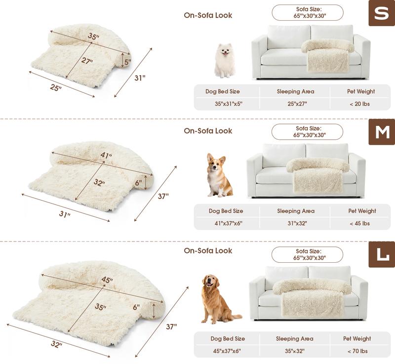3 Styles Comfortable Pet Sofa Beds - Fluffy Fleece Cat Beds for Indoor Cats, Premium Soft with Removable Washable Cover