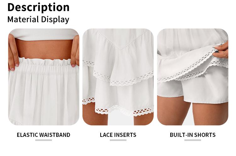 Automet Flowy Shorts for Women Casual Boho Ruffle Tiered Skorts High Waist Mini Skirts Golf Tennis Crochet Shorts Fallreshness