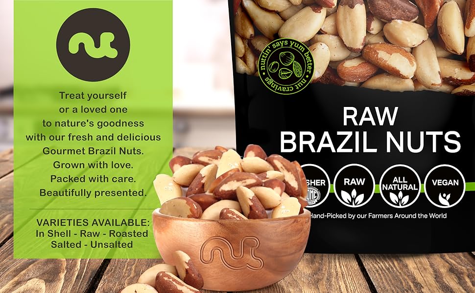Nut Cravings Organic Brazil Nuts in Shell, Raw, Roasted, Salted & Broken | Bulk Fresh Nuts in Resealable Bag | Rich In Protein and Fiber | Immune Boost Bites | Healthy Snacks