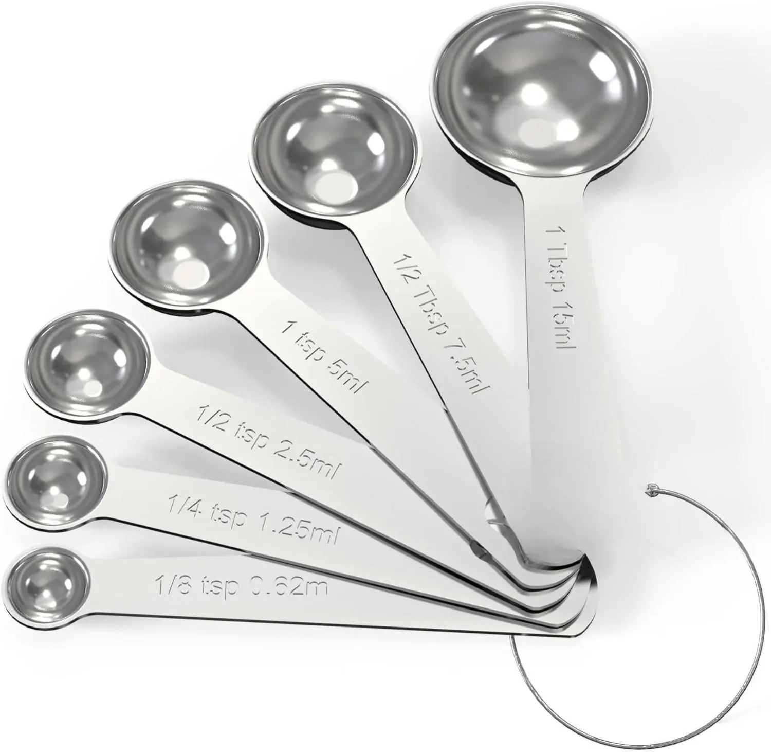 6-Piece Stainless Steel Measuring Spoons Set - Durable Food Measuring Tool, Rust-Free Kitchen Utensils, 1 tbsp Capacity, Accurate Measurements, Easy to Clean Plastic Coffee Scoop for Cooking, Baking, No Battery, Kitchen Measuring Utensils
