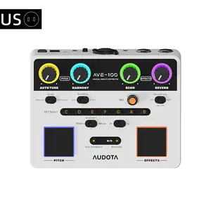 Audota Ave-100 Vocal Multi-effects Processor with Reverb, Delay, Pitch Correction, Three Harmony Modes, Automatic Key Detection, and a Vocal Cancellation Function