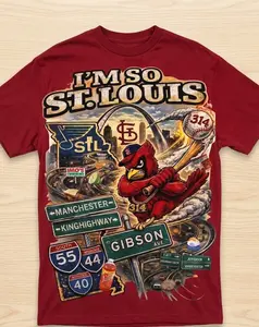 "I'M SO ST. LOUIS" Pride T-Shirt - Vibrant with Cardinal Mascot & Gateway Arch Collage
