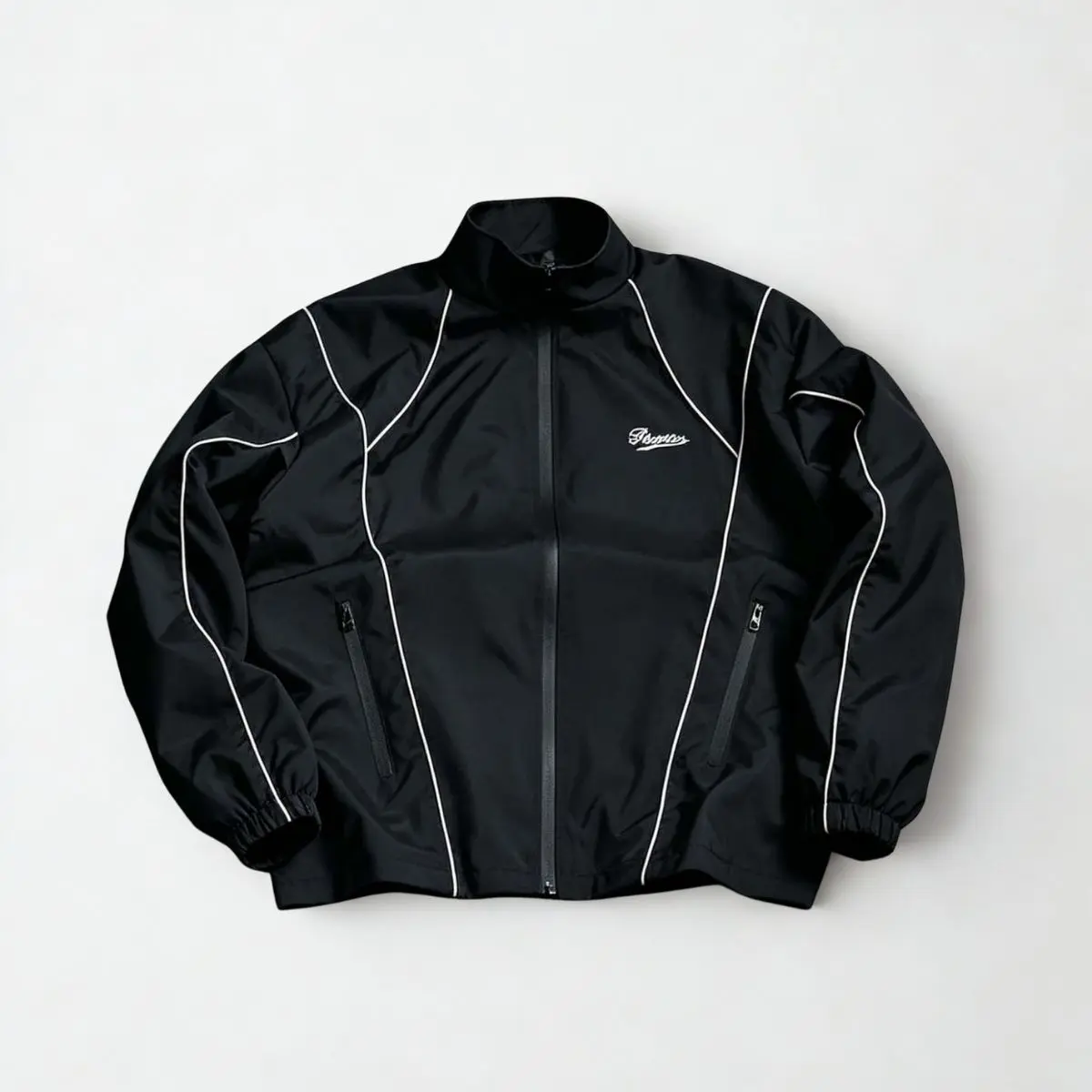 Men’s American Design Casual Sportswear Jacket - Classic 70s-90s Retro Style, Line Paneling, Stand Collar, Windproof Lightweight Trendy Outerwear, American Design Men's Lightweight Jackets