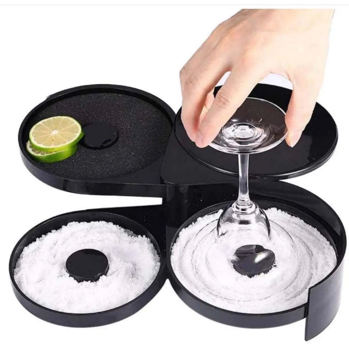 3-Tier Bar Glass Rimmer Bartender Tool | Bar Juice Cocktail Seasoning Box with 3 Swing-Out Trays, Sponge Included, Plastic Margarita Cocktail Bartender Tool, for Party, Bar, and Reception,Salt Box Spice Container