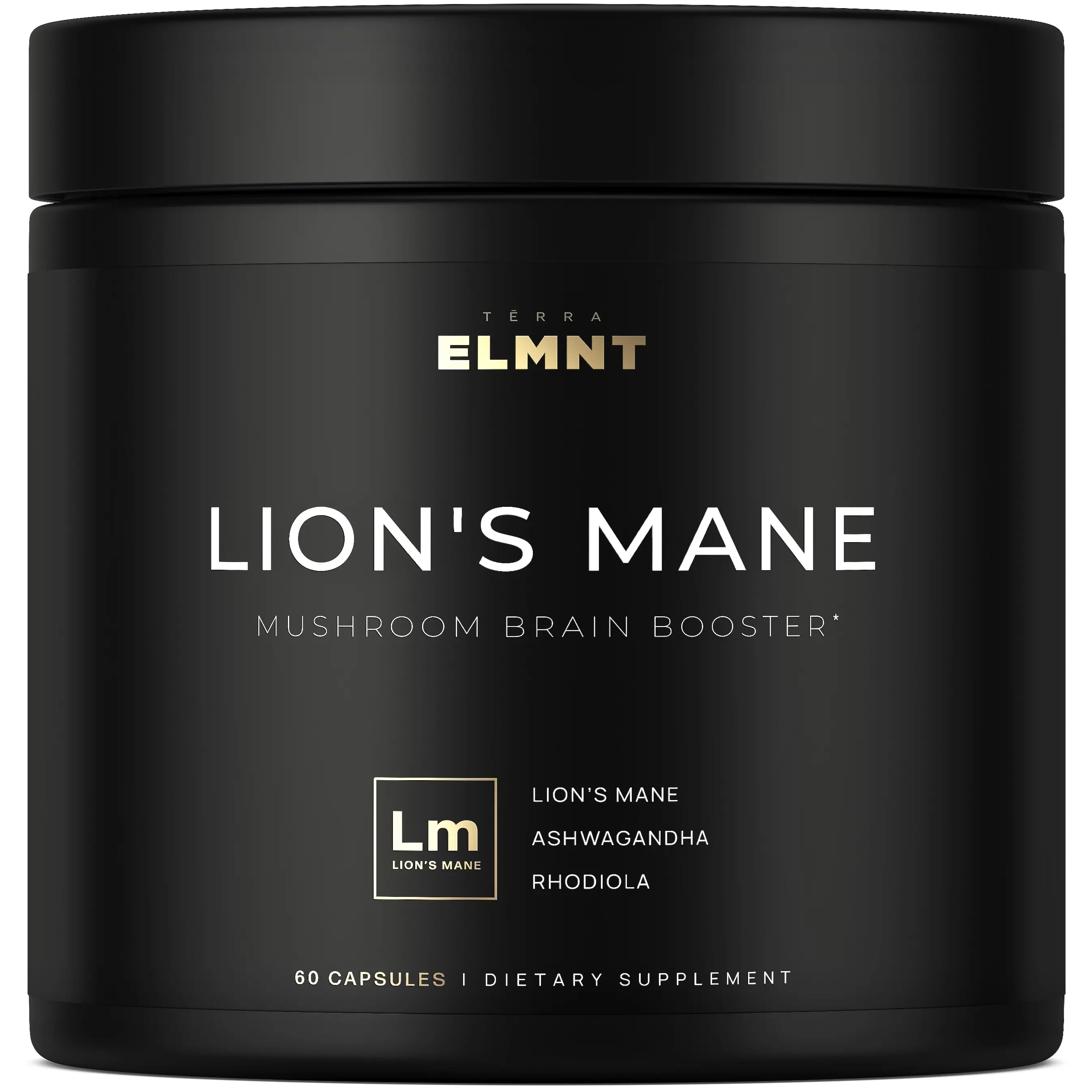 TERRA ELMNT Lion’s Mane Supplement | Supports Focus, Memory & Energy | Nootropic Mushroom Blend with Ashwagandha & Rhodiola