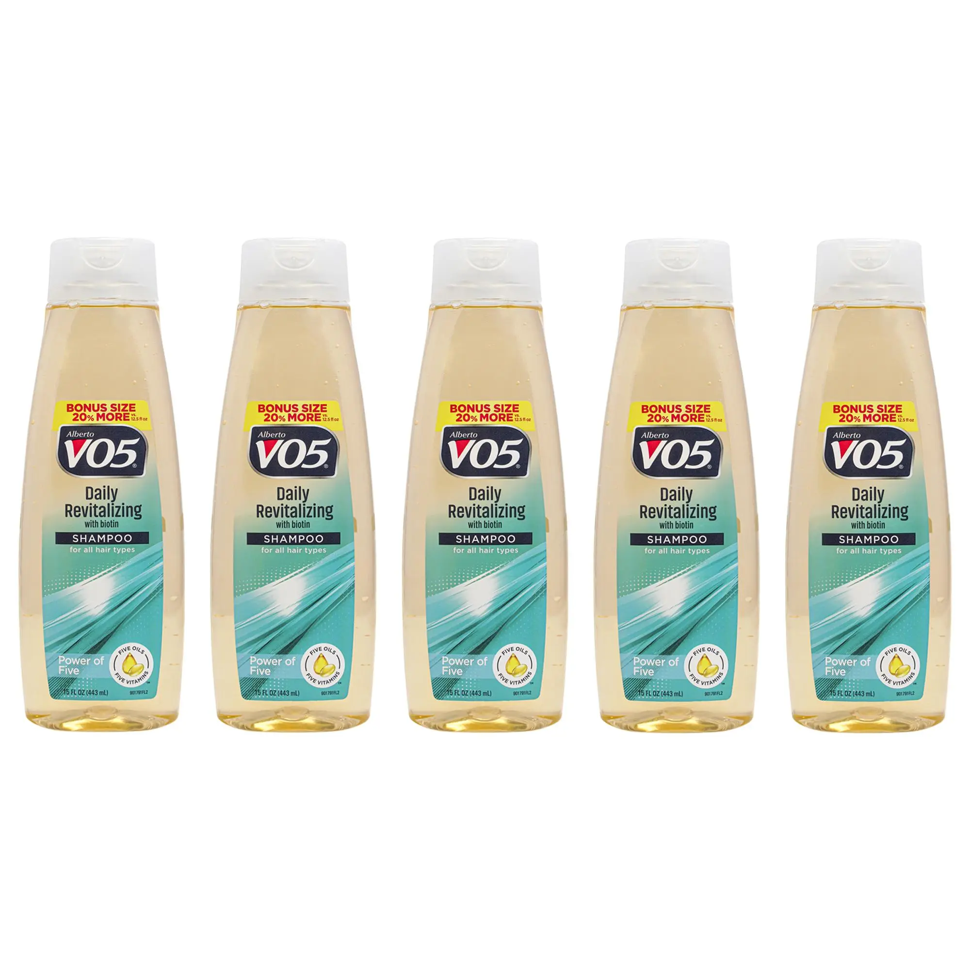 Alberto VO5 Daily Revitalizing Hair Care Shampoo - Unisex, 15 oz, Pack of 5