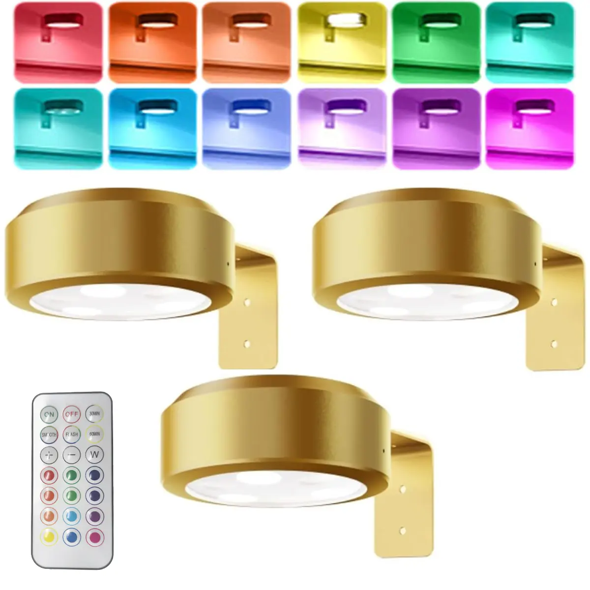 3-Pack Wireless Magnetic Picture Lights with Remote Dimmable Timer 13 Modes Battery Operated LED Art Display Puck Lights, Wireless Wall Decorative Spotlights, Art Display Lights for Photo Frame Painting