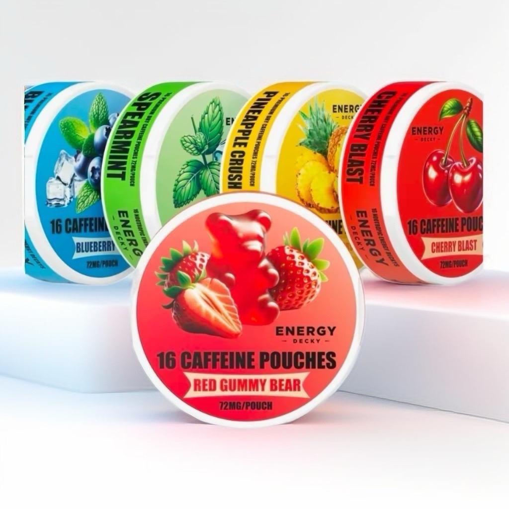Sugar-Free Gluten-Free Sport Energy Nootropic Caffeine Beverage Pouches - 72mg Caffeine Each, 16 Count, Multiple Tastes (5 Flavors), Individual Pouch, Energy Booster, Refreshing Gamer Fuel Alternative