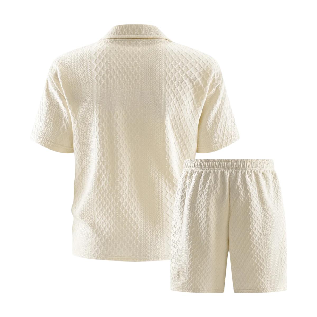Men's Summer Casual Sports Set, 2 Pieces, Jacquard Fabric, Breathable Polo Shirt & Shorts, Formal Tropical Men's Top Set, Men's Clothing, Long Shirt SpringStatements Men's Summer Casual Sports Set, 2 Pieces, Jacquard Fabric, Breathable Polo Shirt & Shorts, Formal Tropical Men's Top Set, Men's Clothing, Long Shirt SpringStatements