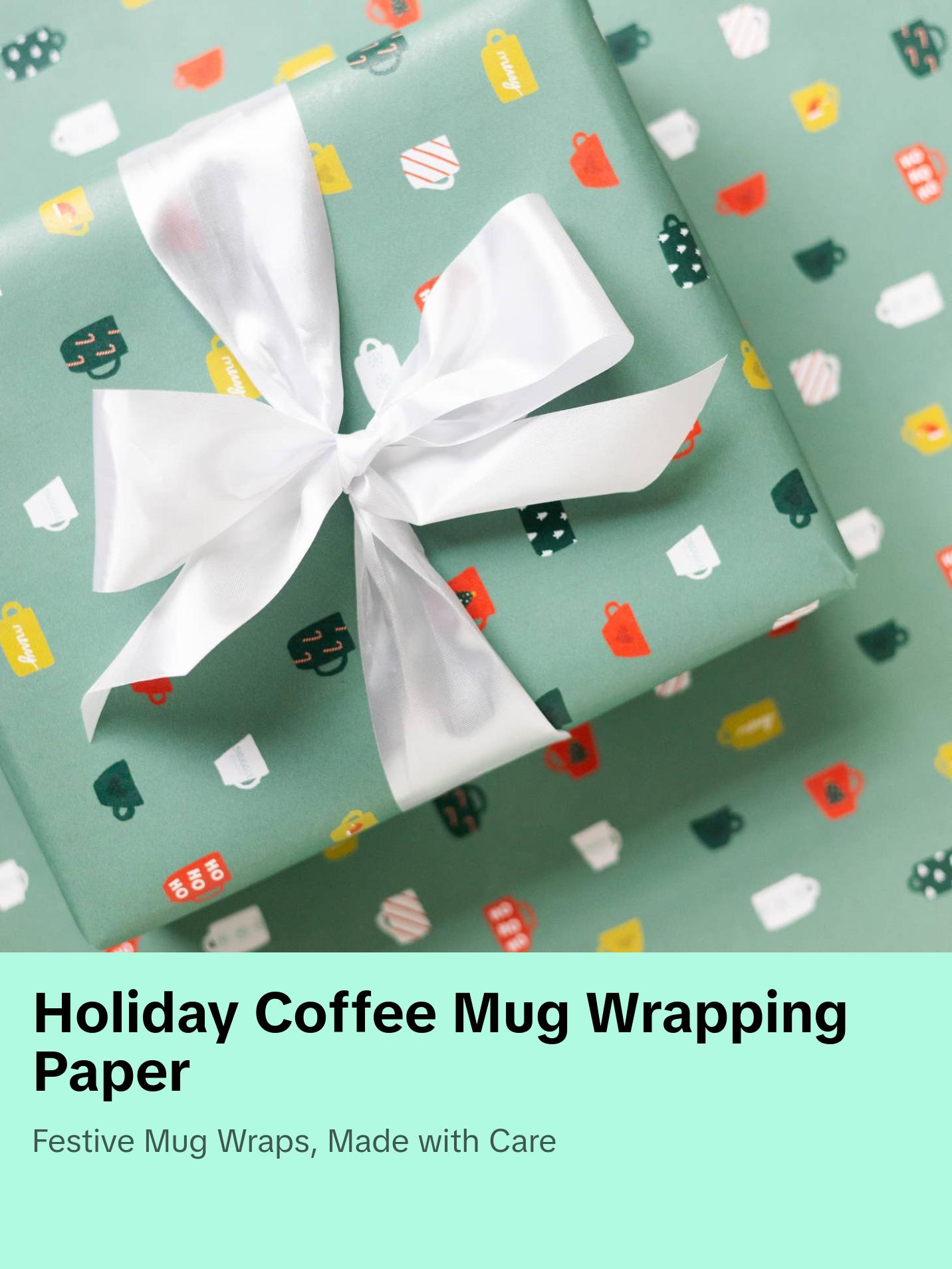 Holiday Coffee Mugs Wrapping Paper Roll