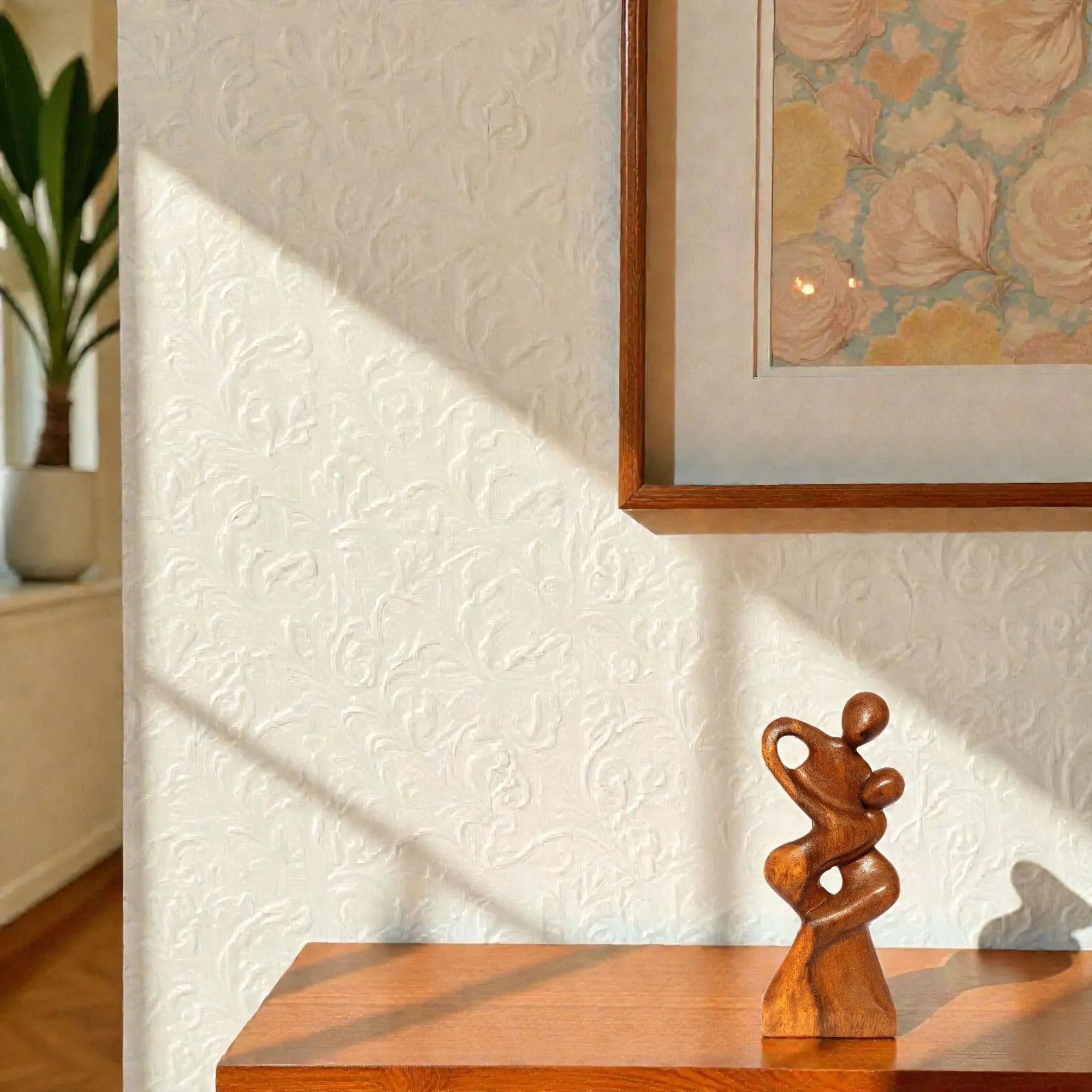 12" Wooden Handmade Abstract Sculpture Statue Handcrafted "Forever Mine" Gift Art Decorative Home Decor Figurine Accent Decoration Artwork Hand Carved