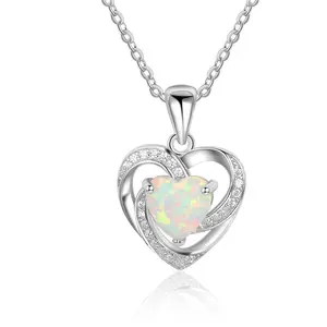 Silver Plated Necklace with Stunning Oval Opal Pendant – Romantic & Dazzling Jewelry for Women & Men – Elegant Valentine’s Day Gift