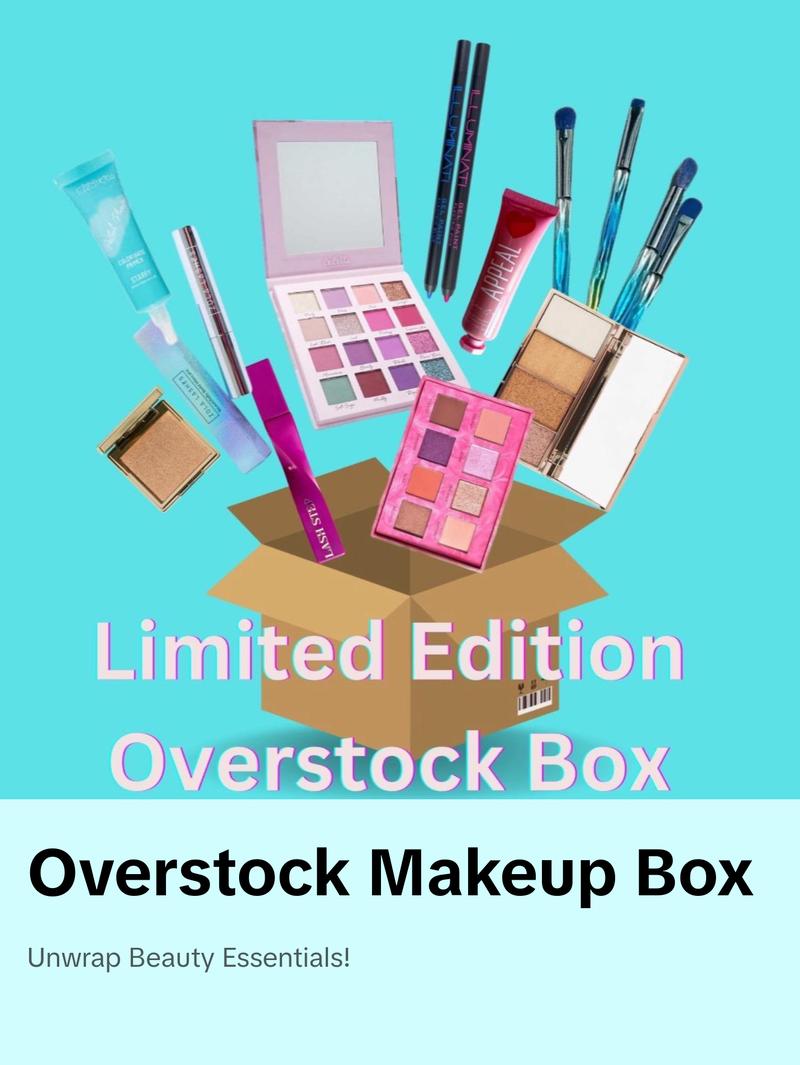 Limited Edition Overstock Box - Includes 17-20 Makeup Essentials: Eyeshadow Palettes, Lip Gloss, Blush, Liner, Brow Products, Mascara, Setting Spray & More Ships from California