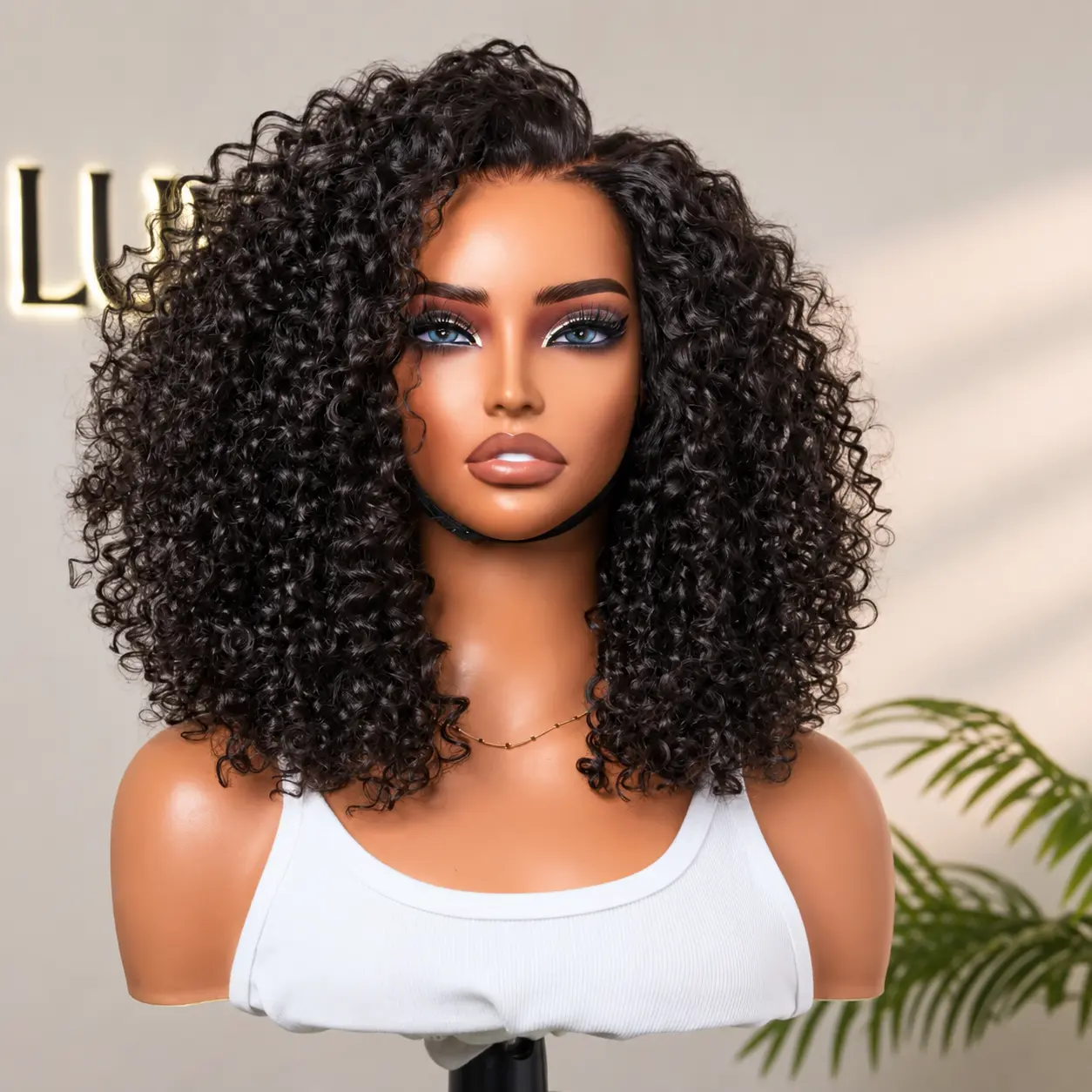 LUVME Fluffy Kinky Curl Glueless Wig 5x5 Closure 220% Density 100% Human Hair Put On and Go Pre-bleached Pre-pluck Pre-cut #DealsForYouDays