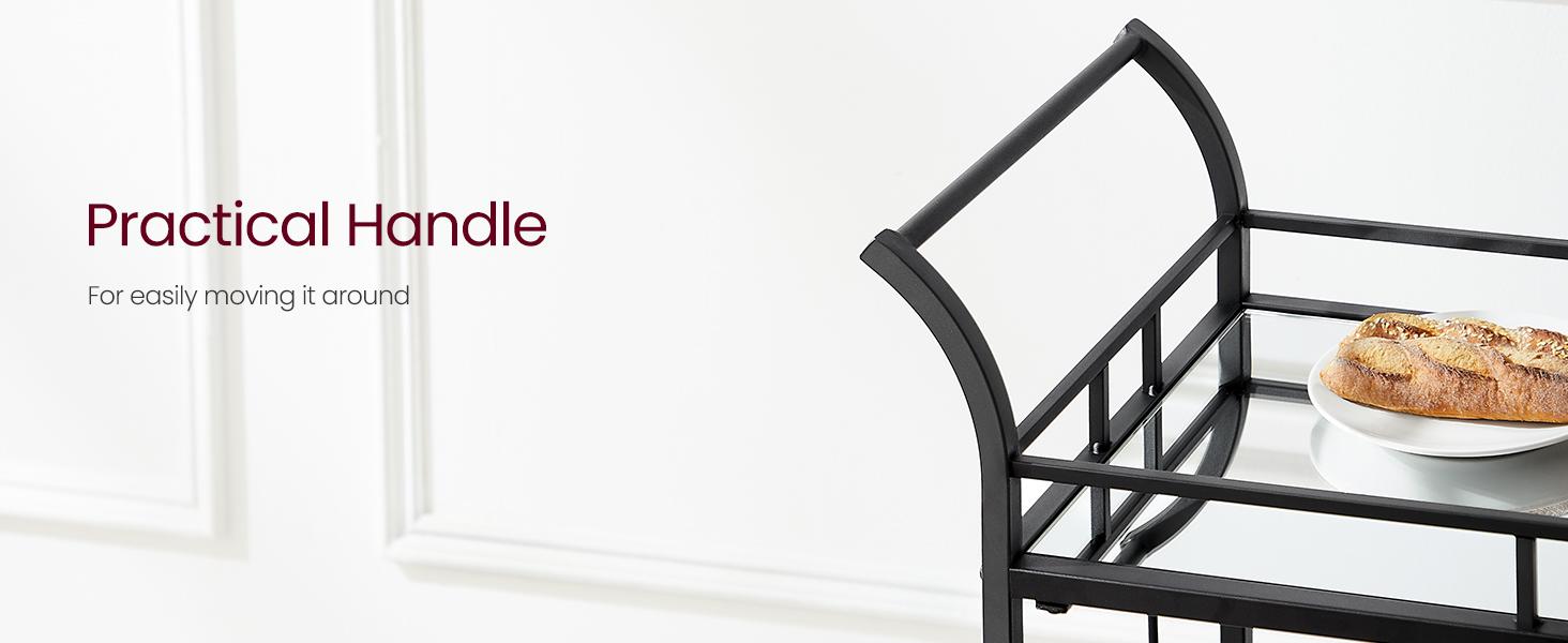 SONGMICS HOME VASAGLE Home Bar Serving Cart, Wine Cart with 2 Mirrored Shelves, Wine Holders, Glass Holders, for Kitchen, Dining Room Utensils SONGMICS HOME VASAGLE Home Bar Serving Cart, Wine Cart with 2 Mirrored Shelves, Wine Holders, Glass Holders, for Kitchen, Dining Room Utensils