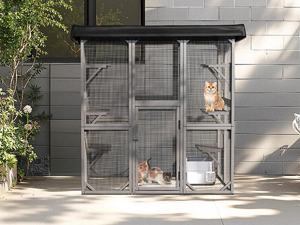 PetCozife Outdoor Cat Enclosure, 71" Large Walk-in Cat House for Multiple Cats with Waterproof Roof, 3 Tier Cat Cage with 6 Platform for Patio, Yard, Graden, Outdoor Catio，CatFuriture