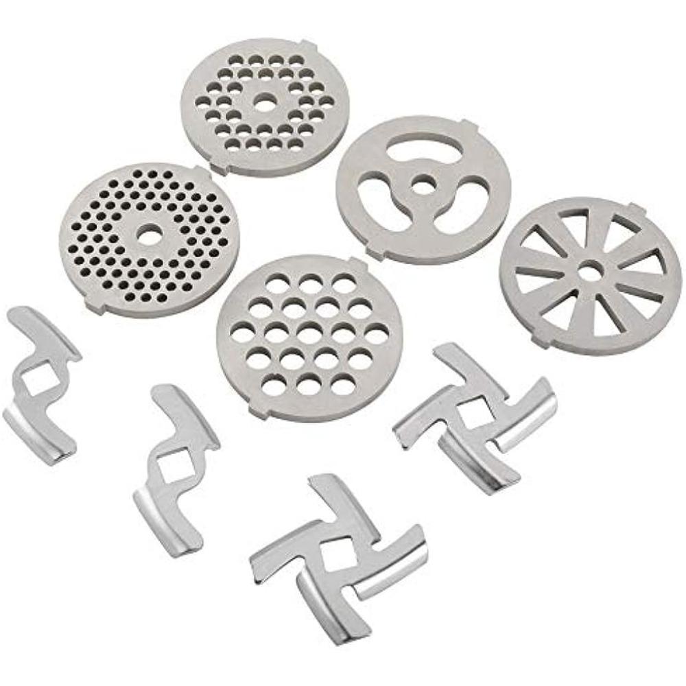9 Pcs, Replaceable Meat Grinder Blades, Stainless Steel Food Meat Grinder Plate Discs/Grinding Blades, Suitable For Size 5 Stand Mixer And Meat Grinder, Food Grinder Replacement Blades, Kitchen Essentials, Kitchen Gadgets, Back To School
