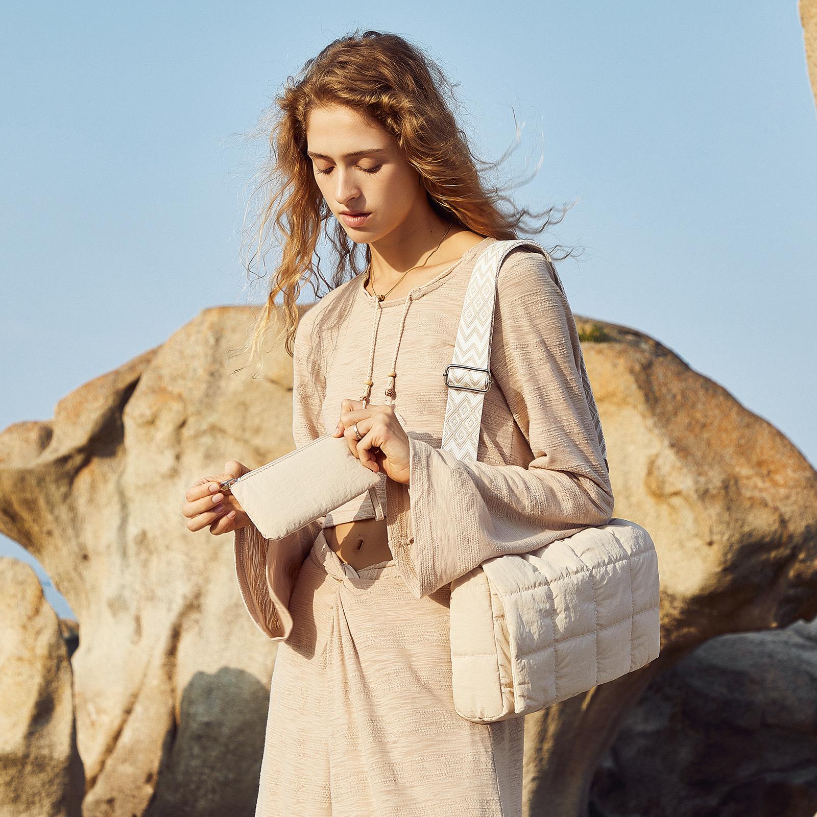 CLUCI TikTokShopSpringGlowUp New Collection Puffer Shoulder Bag Crossbody Purse for Women Large Lightweight Cotton Padded Hobo Tote Bag Shopping Bag Gift - Luxury