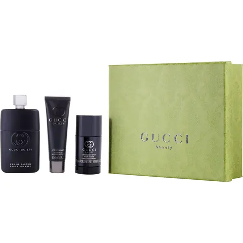 Gucci Guilty Pour Homme Set-Eau De Parfum Spray 3 Oz & Deodorant Stick 2.5 Oz & Shower Gel 1.6 Oz For Men