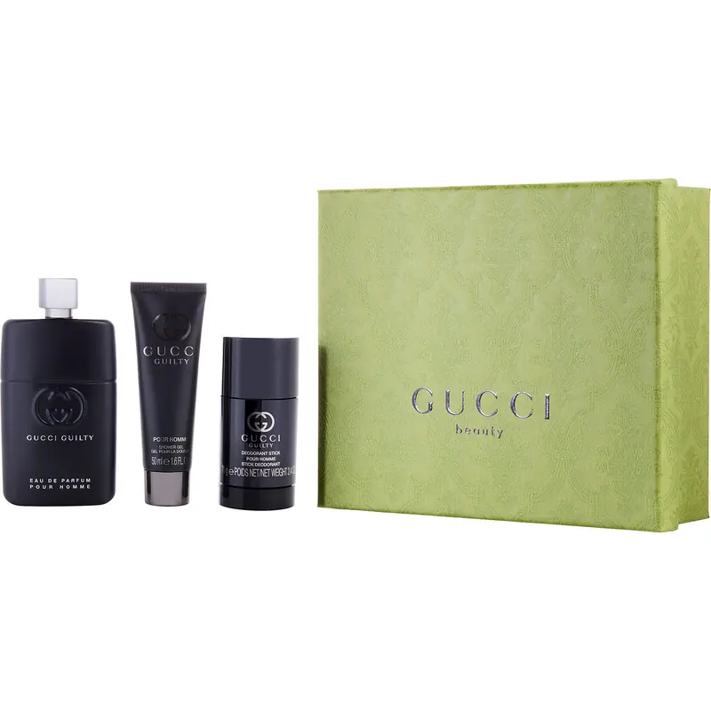Gucci Guilty Pour Homme Set-Eau De Parfum Spray 3 Oz & Deodorant Stick 2.5 Oz & Shower Gel 1.6 Oz For Men
