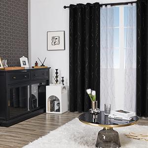 Deconovo Blackout Curtains (2 Panels) Grommet Dots Pattern for Bedroom, Living Room - Thermal Insulated Window Curtains lightblocking curtains