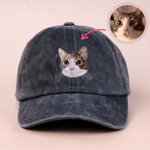 Custom Embroidered Cat Portrait Hat: Personalized Pet Baseball Cap | Gifts for Cat Owners