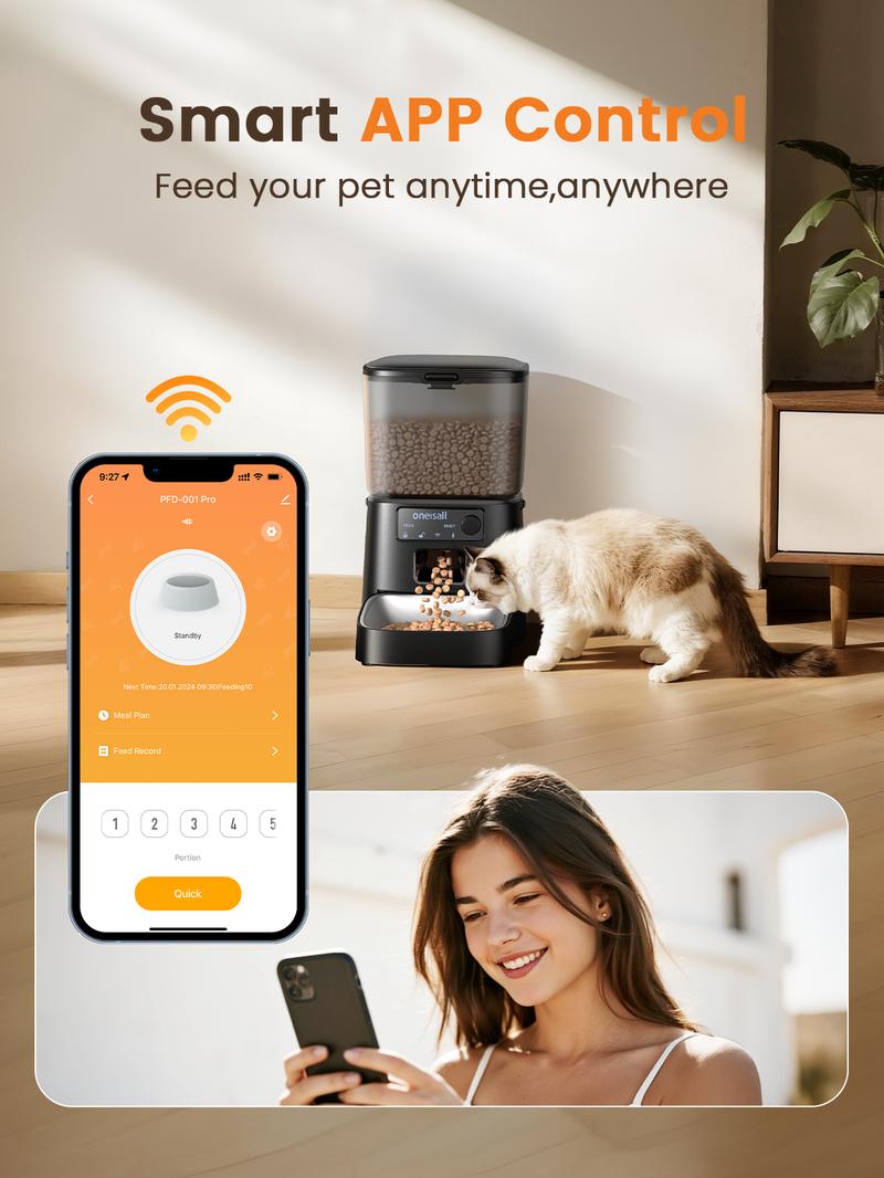 oneisall  Smart  Pet  Feeder, 3.5L Automatic Food Dispenser for Cats, dogs，Small Pets Indoor, Timed and quantitative dry food cat feeder kibble, feeding
