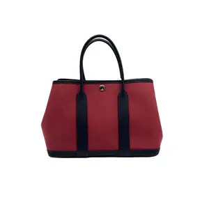 Pre-owned HERMÈS france Crossbody Bags HERMES ShoulderBags Hermes Garden Party 30 black and red Canvas & Leather Tote Bag 60985