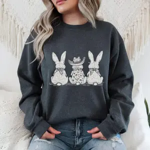 Western Bunny Gildan Sweatshirt for Easter Brunch, Cowboy Easter Crewneck, Rustic Farmhouse Bunny, Country Rodeo Sweater, Farmers Market Outfit