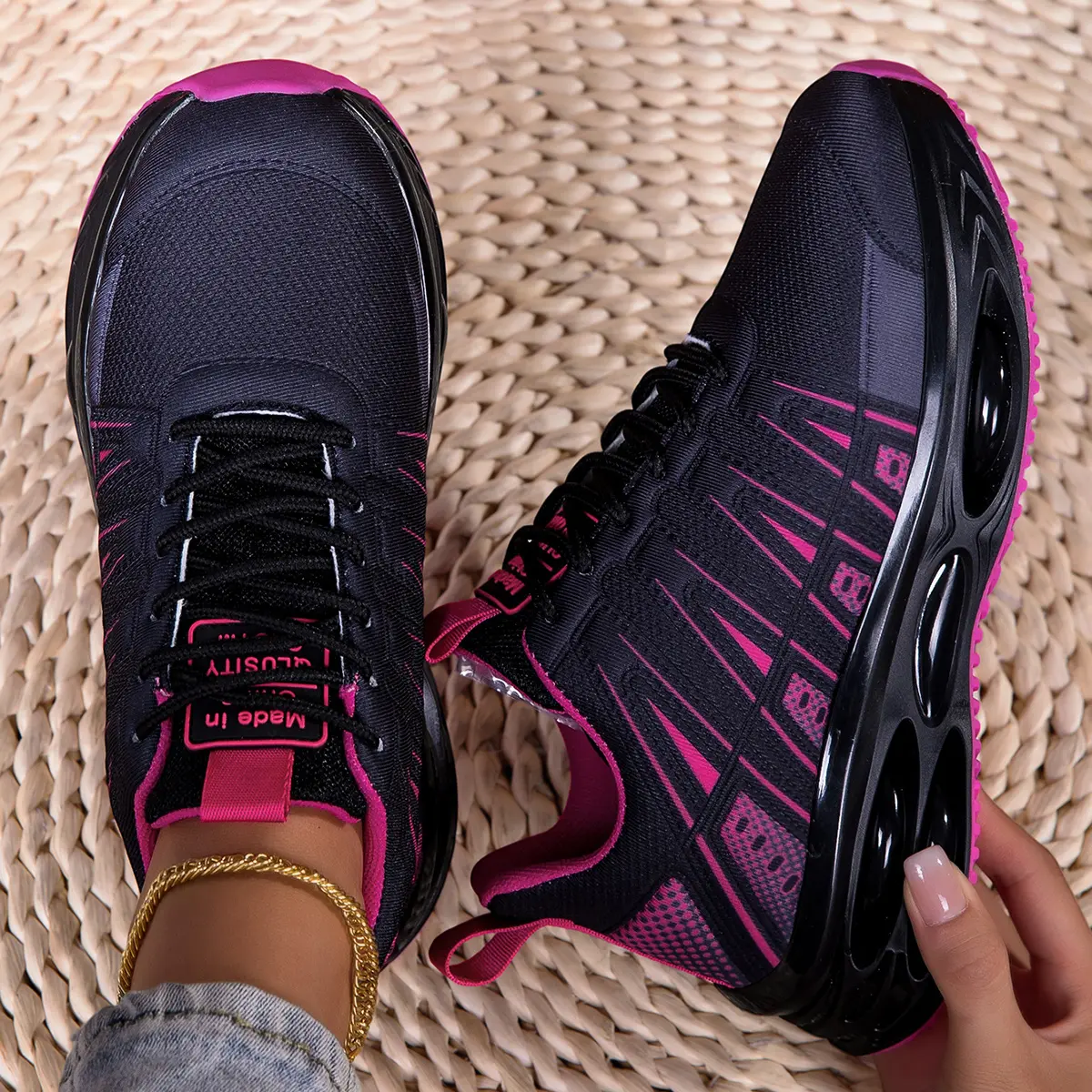 Women'S Breathable Mesh Air ing Walking & Running Sneakers with Stability Arch Support, Thick EVA Sole & Air Technology - All-Season Low-Top Lace-Up Gym, Workout, Tennis & Casual Shoes for Walking, Training