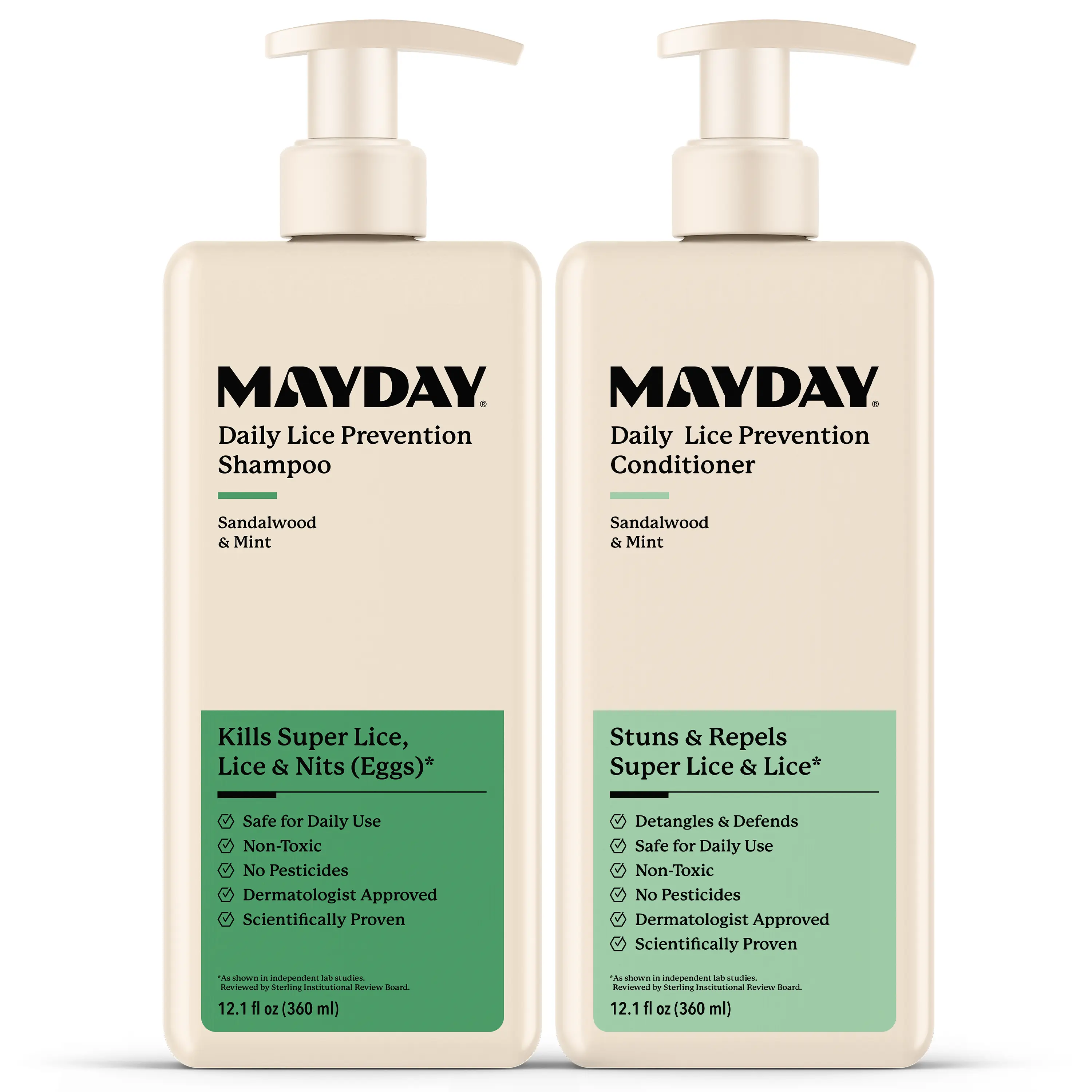 Daily Lice Prevention Haircare Bundle - Fragranced Peppermint Oil Shampoo & Conditioner