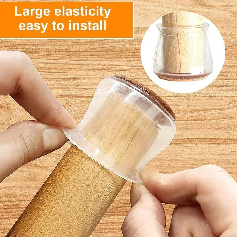Summervibes Chair Rubber Universal Leg Protectors for Hardwood Floor Fits All Shape Chair Mat for Wood and Tile Floors Square Cover Furniture Heavy Duty Flooring Protection