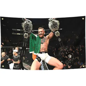 Tapestry Conor McGregor Boxing Flag Funny Poster Durable Man Cave Wall Flag with Brass Grommets Tapestry for College Dorm Room Decor,Outdoor,Bedroom, Parties gifts, travel, filming,events,festivals.. In 60X40 In