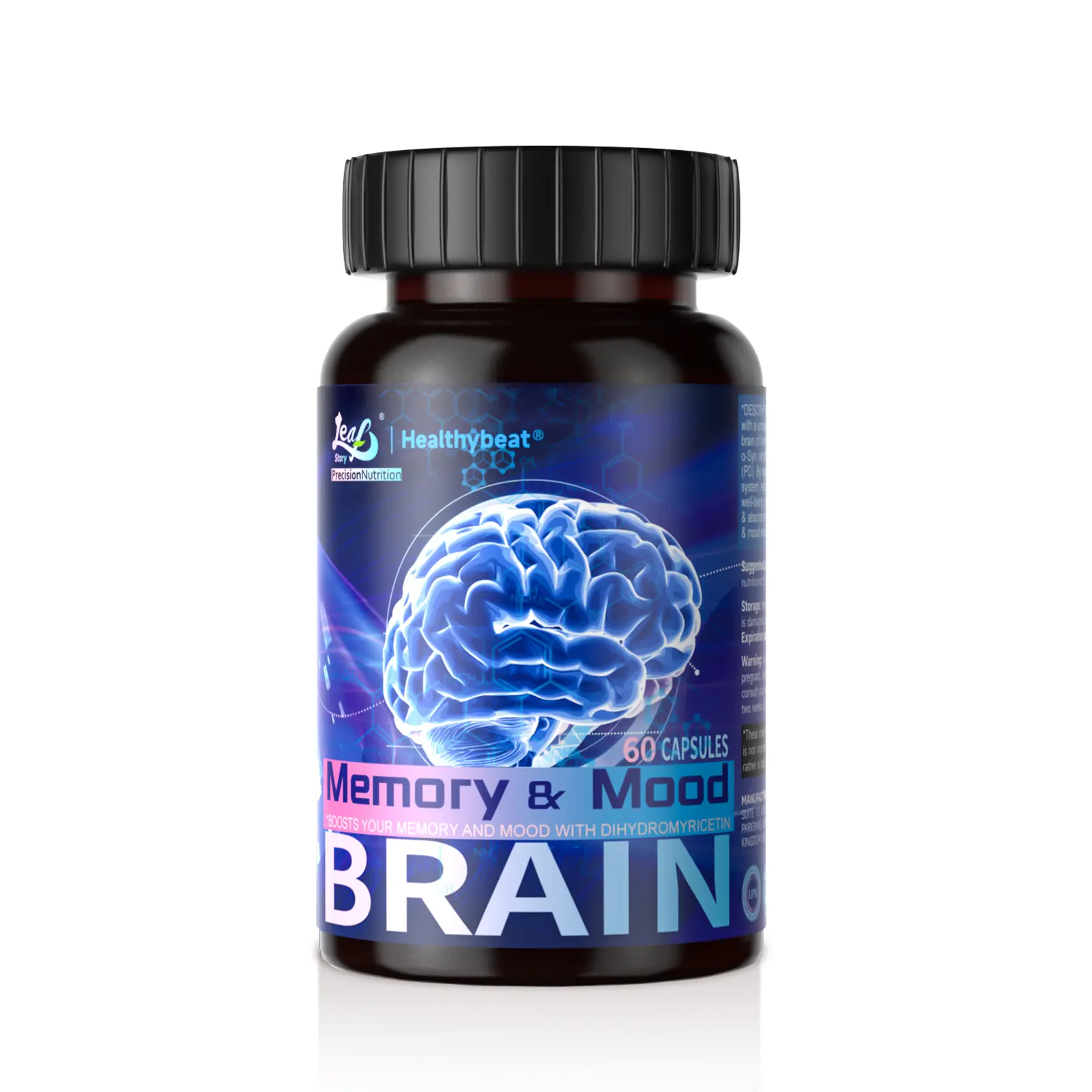 LeafStory Nootropic Brain Supplements for Memory and Focus, Cognitive Function for Mental Health & Clarity with Phosphatidylserine, Vitamin B6 B12, Folate & Dihydromyricetin, 60 Capsules-01