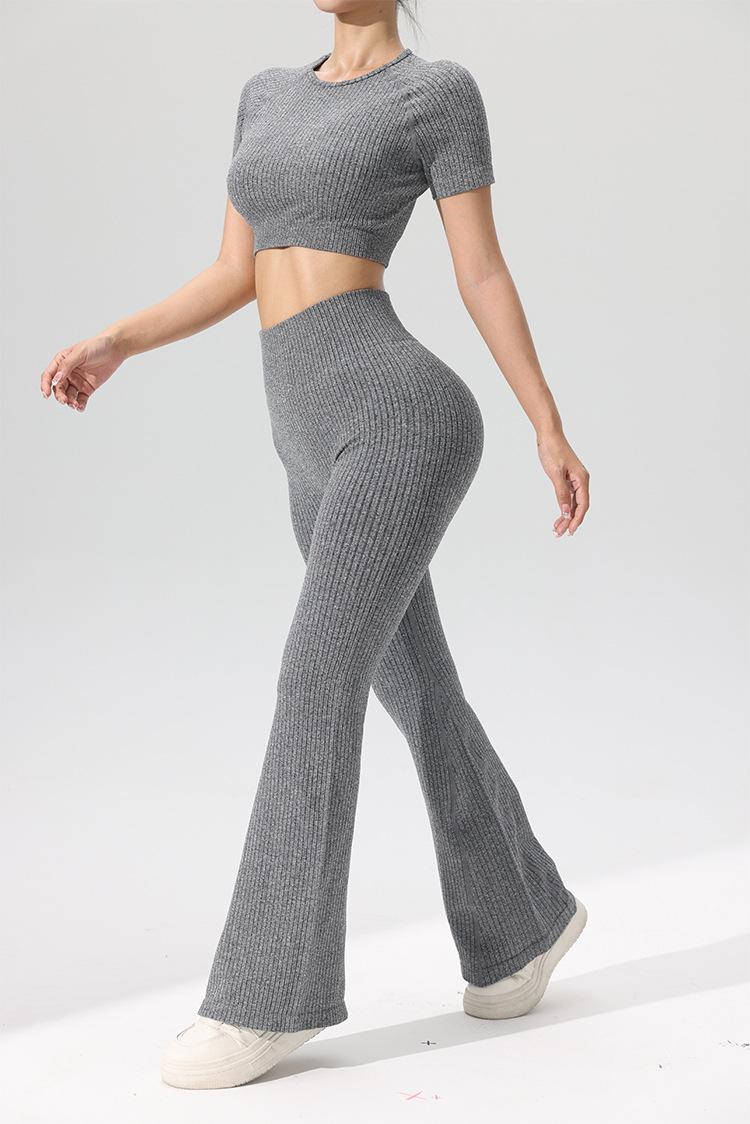 Ribbed Leggings for Women High Waisted Tummy Control Flare Leggings Stretch Soft Yoga Pants Butt Lifting bell bottom sweatpants