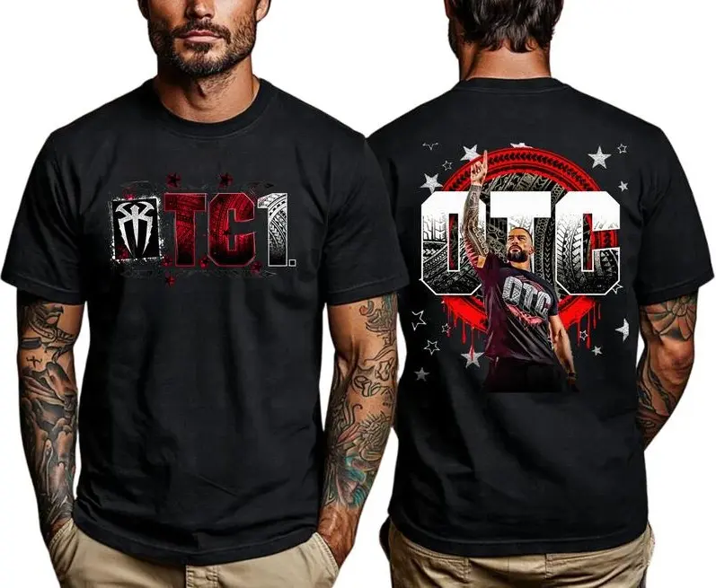 Roman Reigns OTC Smackdown Wrestling T-Shirt, 100% Cotton, Workout Graphic Tees, Casual, Menswear, Womenswear, Made in USA, Sports Fan, Unisex, Fitted Graphic Top