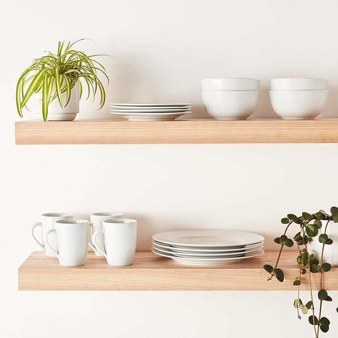 16-Piece Porcelain Kitchen Dinnerware Set with Plates Bowls and Mugs Service for 4 White Elegant Everyday Use Special Occasions