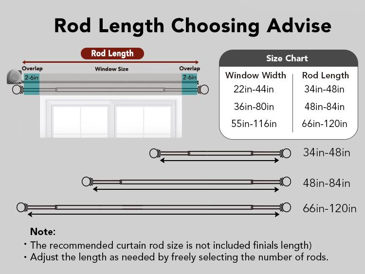 Curtain Rod — Deconovo Decorative Adjustable Single Window Curtain Rod Set showerrod