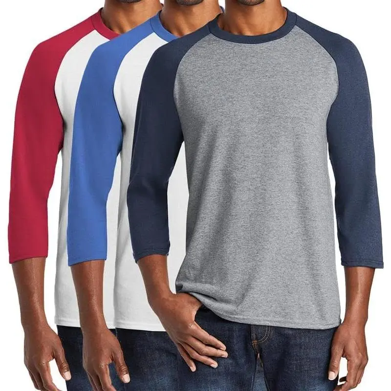 Core Blend Heavy Cotton 3/4-Sleeve Raglan Tee - Casual Men's Jersey Baseball Shirt